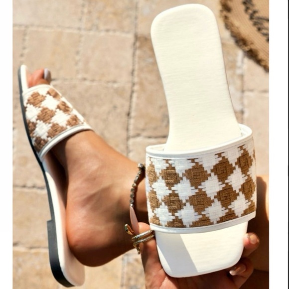 Plaid Woven Slides - Picture 3 of 7